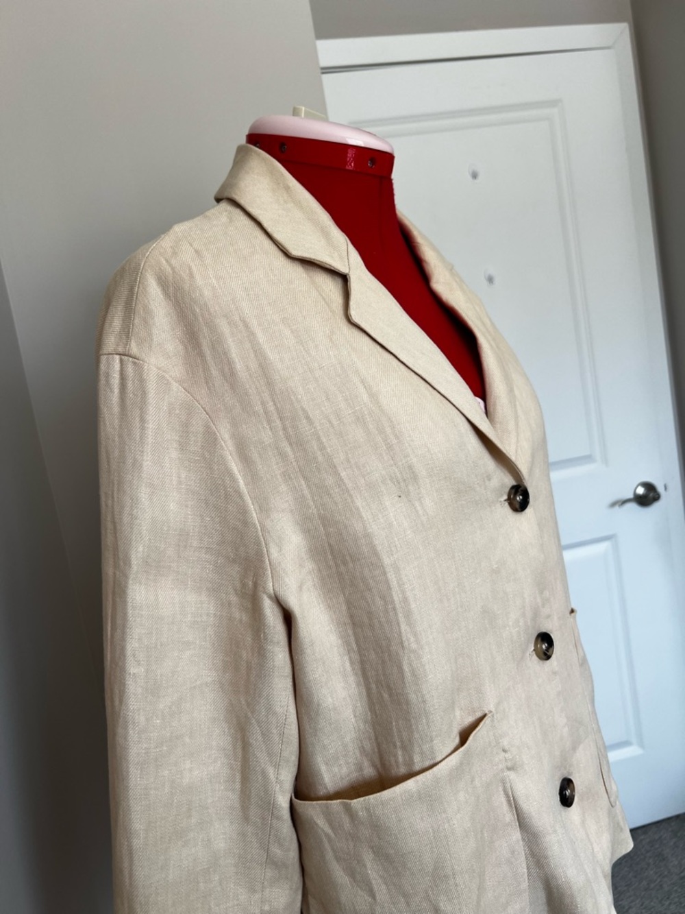 Zara Cream Linen-Blend Blazer Jacket - Picture 6 of 12